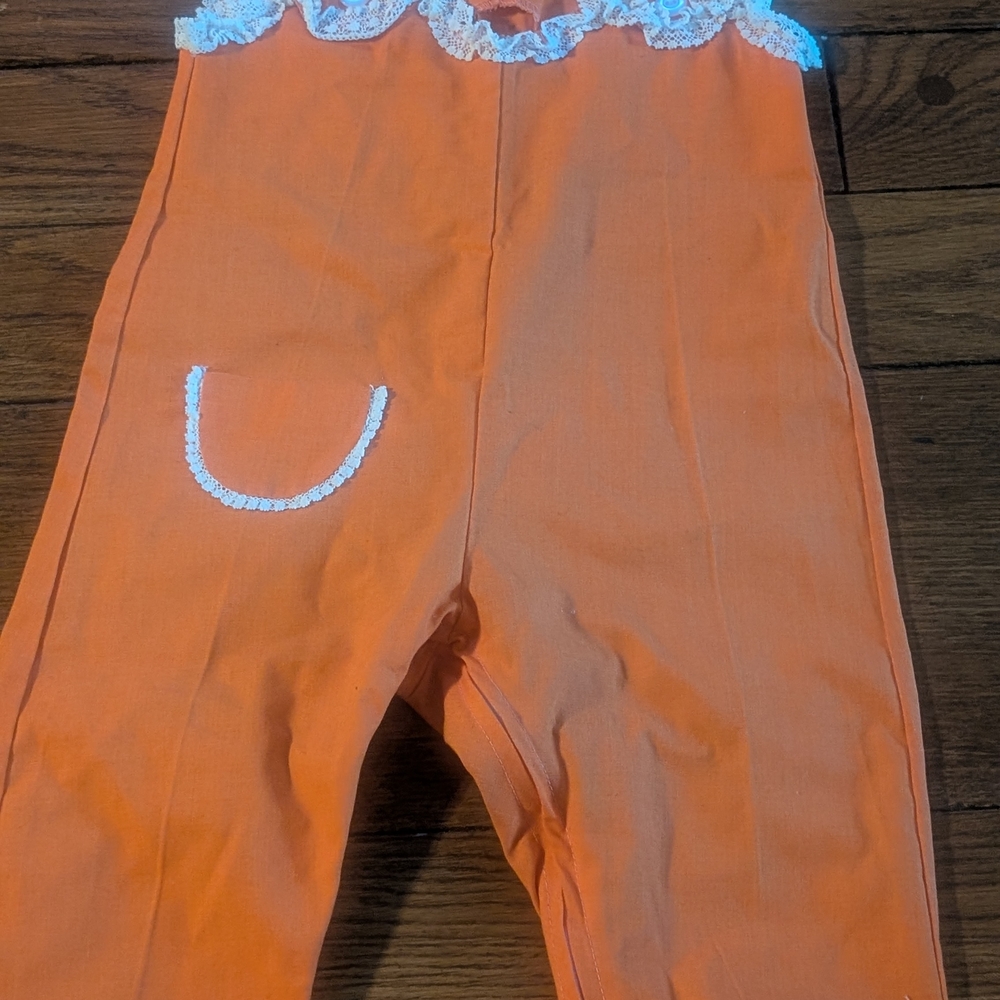 Orange Baby Romper with Lace Trim